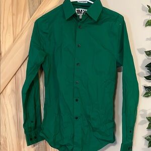 Men's Green Express Extra Slim Dress Shirt